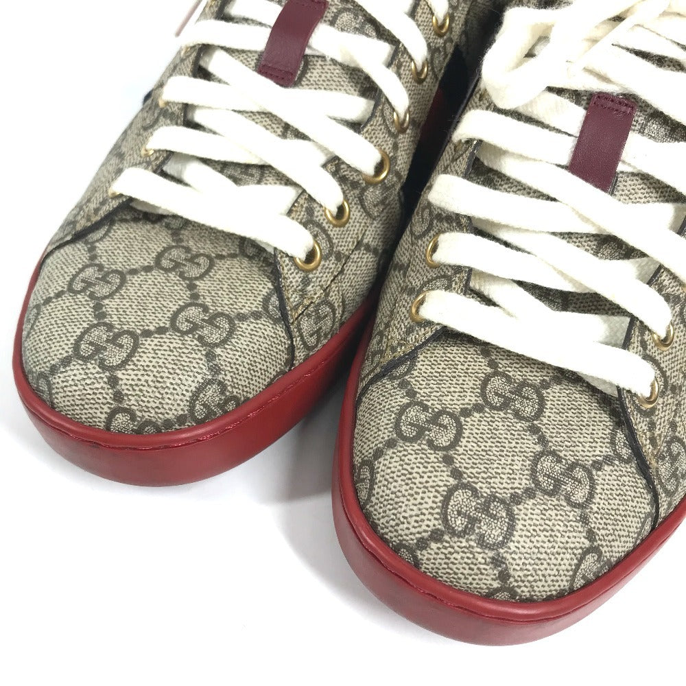 GUCCI 429445 GG Supreme logo shoes shoe laces sneakers GG Supreme Canvas Beige/Red Used