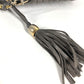 BALLY vintage Logo Quilted Fringe Tassel Twist Chain Bag Pochette Crossbody Shoulder Bag Leather gray Used