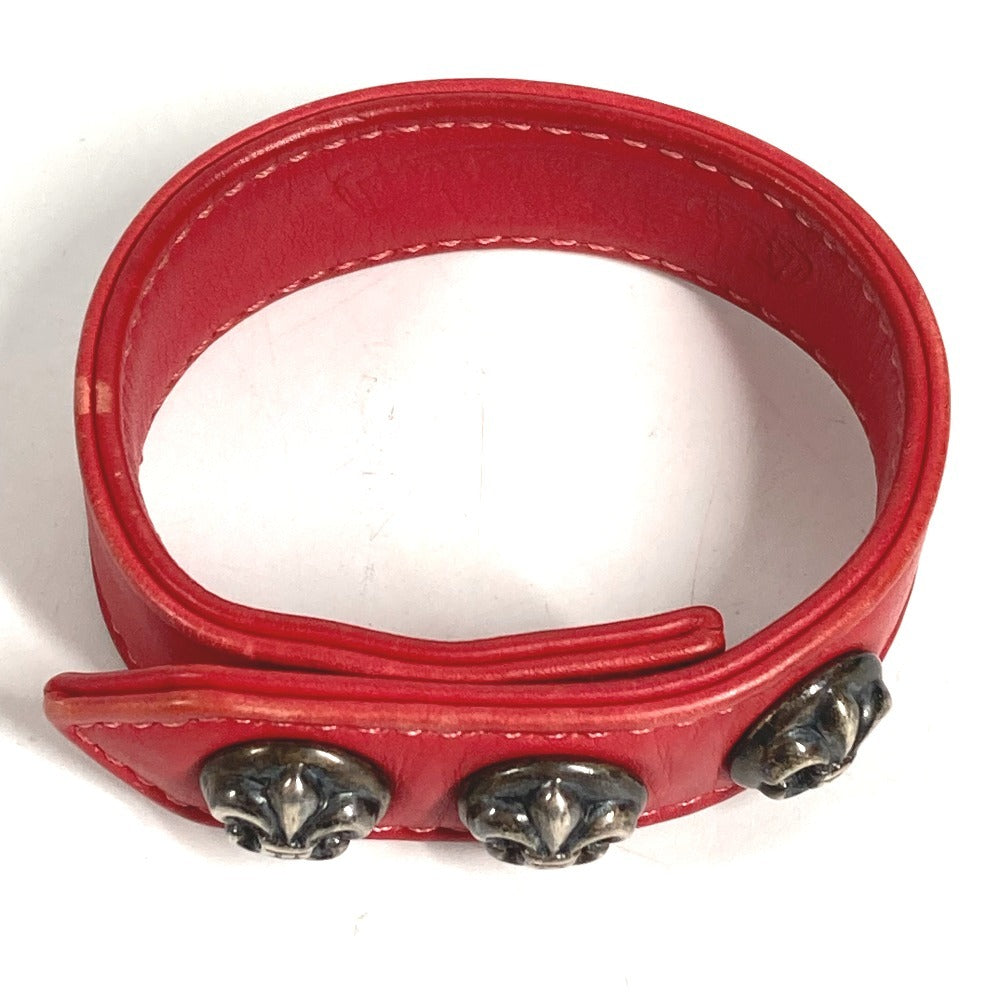 CHROME HEARTS 3BTN 2NP BS Flare 3 Button 2 Snap Accessories bangle Bracelet Leather Red Used
