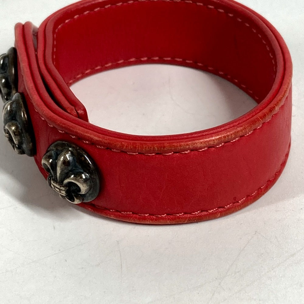 CHROME HEARTS 3BTN 2NP BS Flare 3 Button 2 Snap Accessories bangle Bracelet Leather Red Used