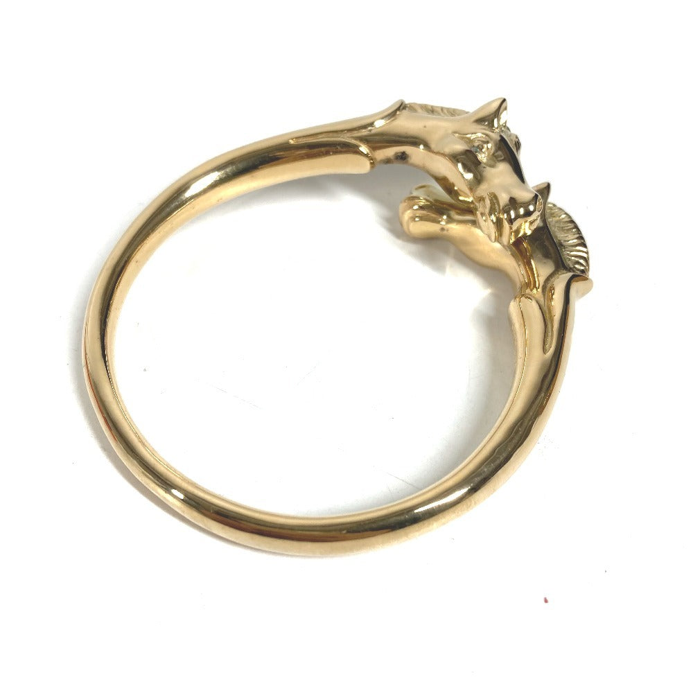 HERMES vintage Cheval Horse Accessory bracelet Bangle Metal Gold Used