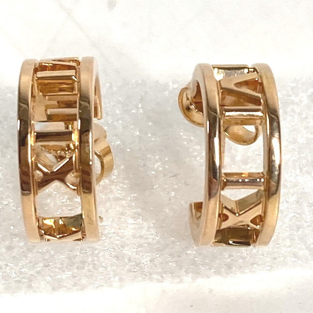 TIFFANY&Co. K18 Gold 18K Atlas Logo Accessory Jewelry Pierce Au750 Pink Gold Used