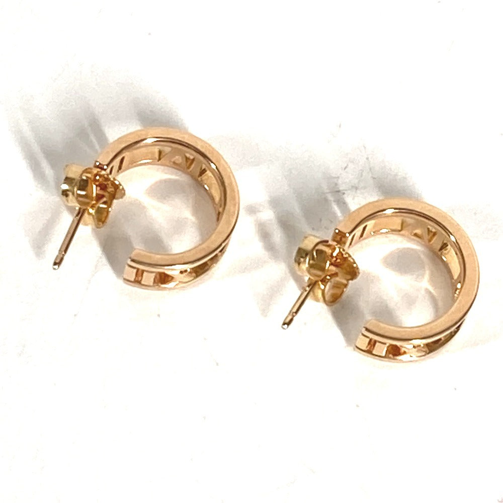 TIFFANY&Co. K18 Gold 18K Atlas Logo Accessory Jewelry Pierce Au750 Pink Gold Used