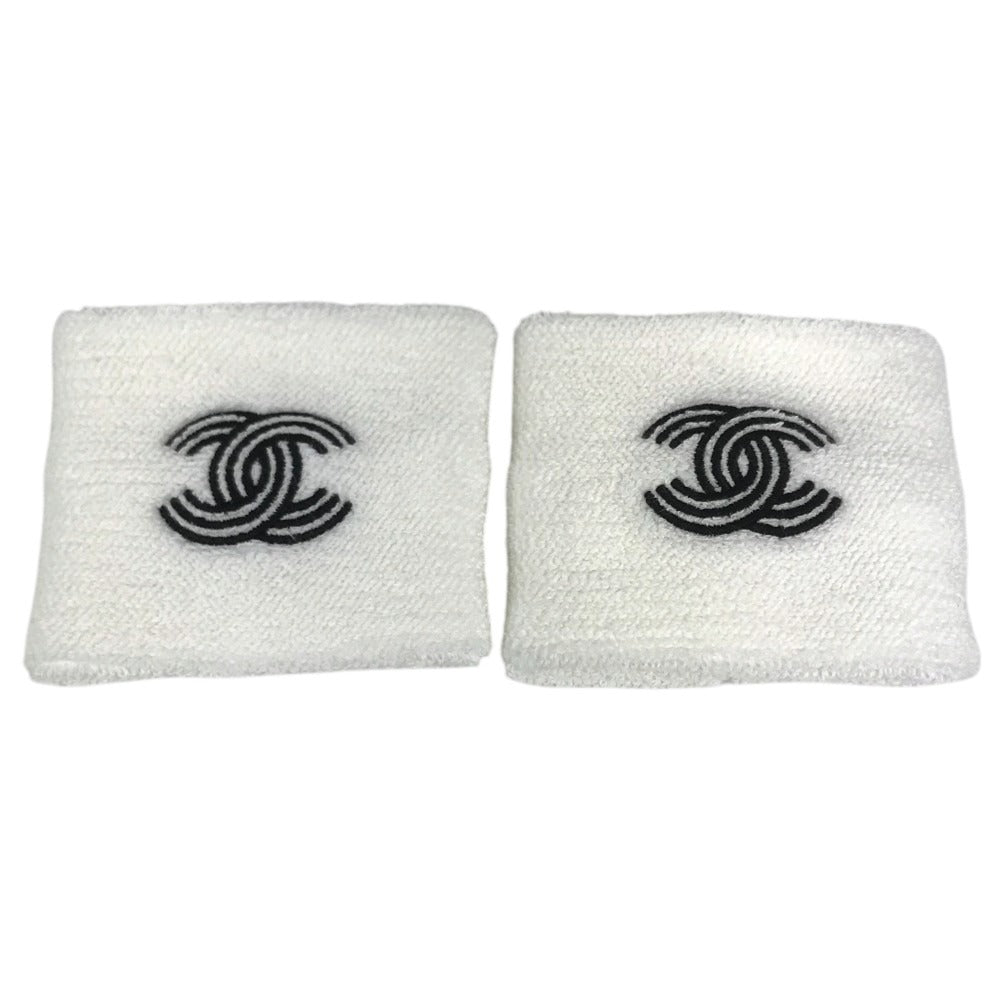 CHANEL AA9752 Sports Logo 24C Hairband, Wristband, and Towel 4-Piece Set Headband, hair accessory, bath towel hair band cotton White/Black Used