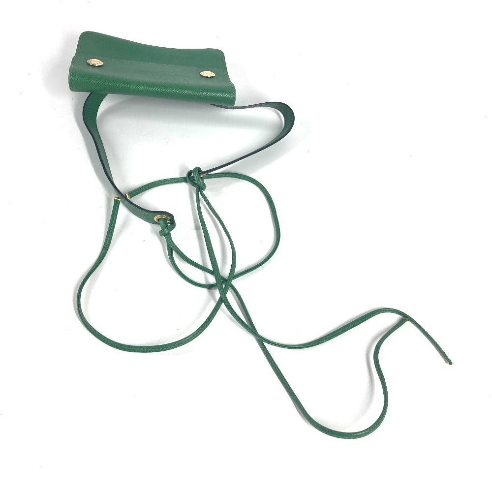 HERMES vintage PochetteGreen Pochette Green Waist Pouch Bag Mini Bag Flap Belt Bag body bag Courchevel Green Used