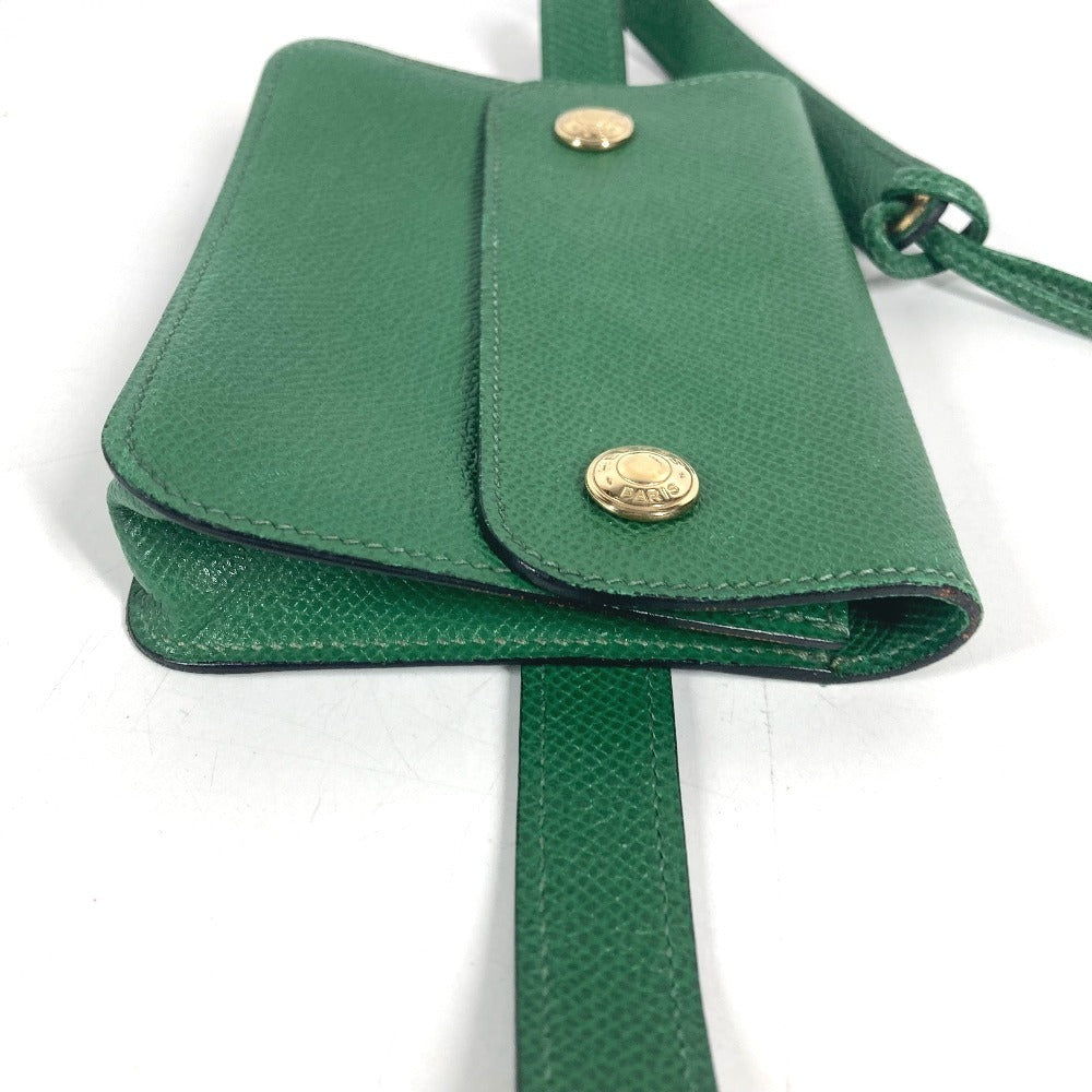 HERMES vintage PochetteGreen Pochette Green Waist Pouch Bag Mini Bag Flap Belt Bag body bag Courchevel Green Used