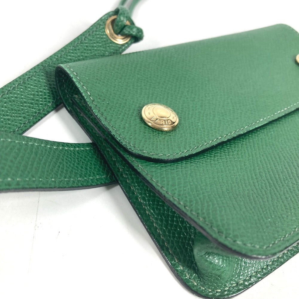 HERMES vintage PochetteGreen Pochette Green Waist Pouch Bag Mini Bag Flap Belt Bag body bag Courchevel Green Used