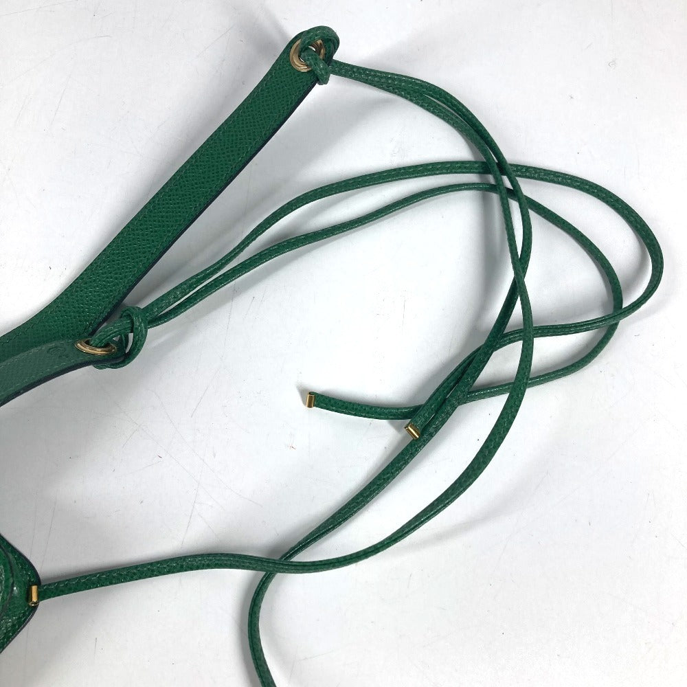HERMES vintage PochetteGreen Pochette Green Waist Pouch Bag Mini Bag Flap Belt Bag body bag Courchevel Green Used