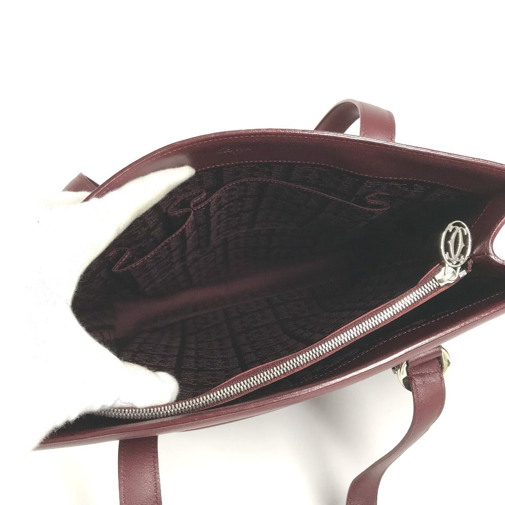 CARTIER logo Vertical Tote Bag Shoulder Bag Shoulder Bag Leather wine-red Used
