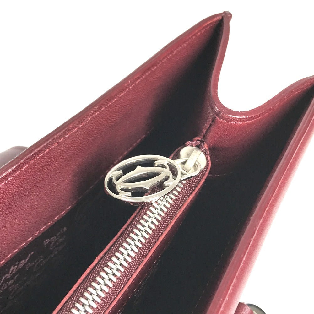 CARTIER logo Vertical Tote Bag Shoulder Bag Shoulder Bag Leather wine-red Used