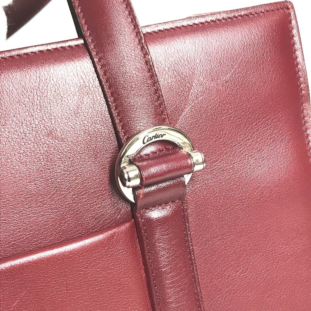 CARTIER logo Vertical Tote Bag Shoulder Bag Shoulder Bag Leather wine-red Used