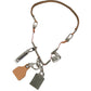 LOUIS VUITTON MP2140 Monogram Titanium Logo big Padlock Key Whistle Shoulder Strap Necklace Metal / Leather gray Used