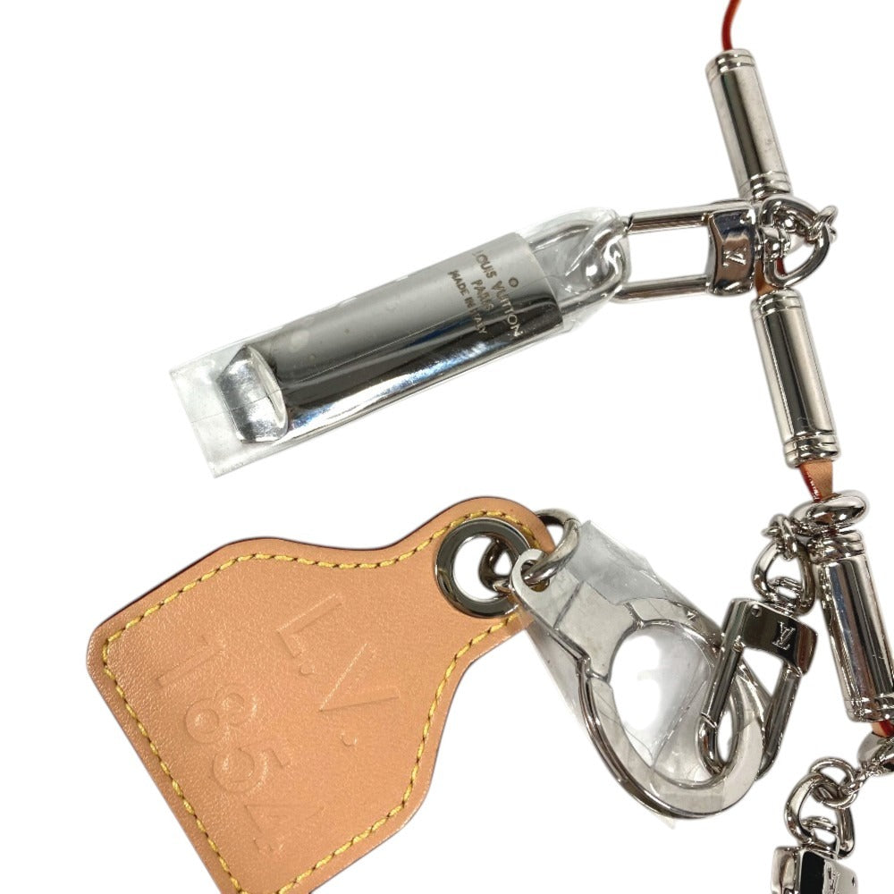 LOUIS VUITTON MP2140 Monogram Titanium Logo big Padlock Key Whistle Shoulder Strap Necklace Metal / Leather gray Used