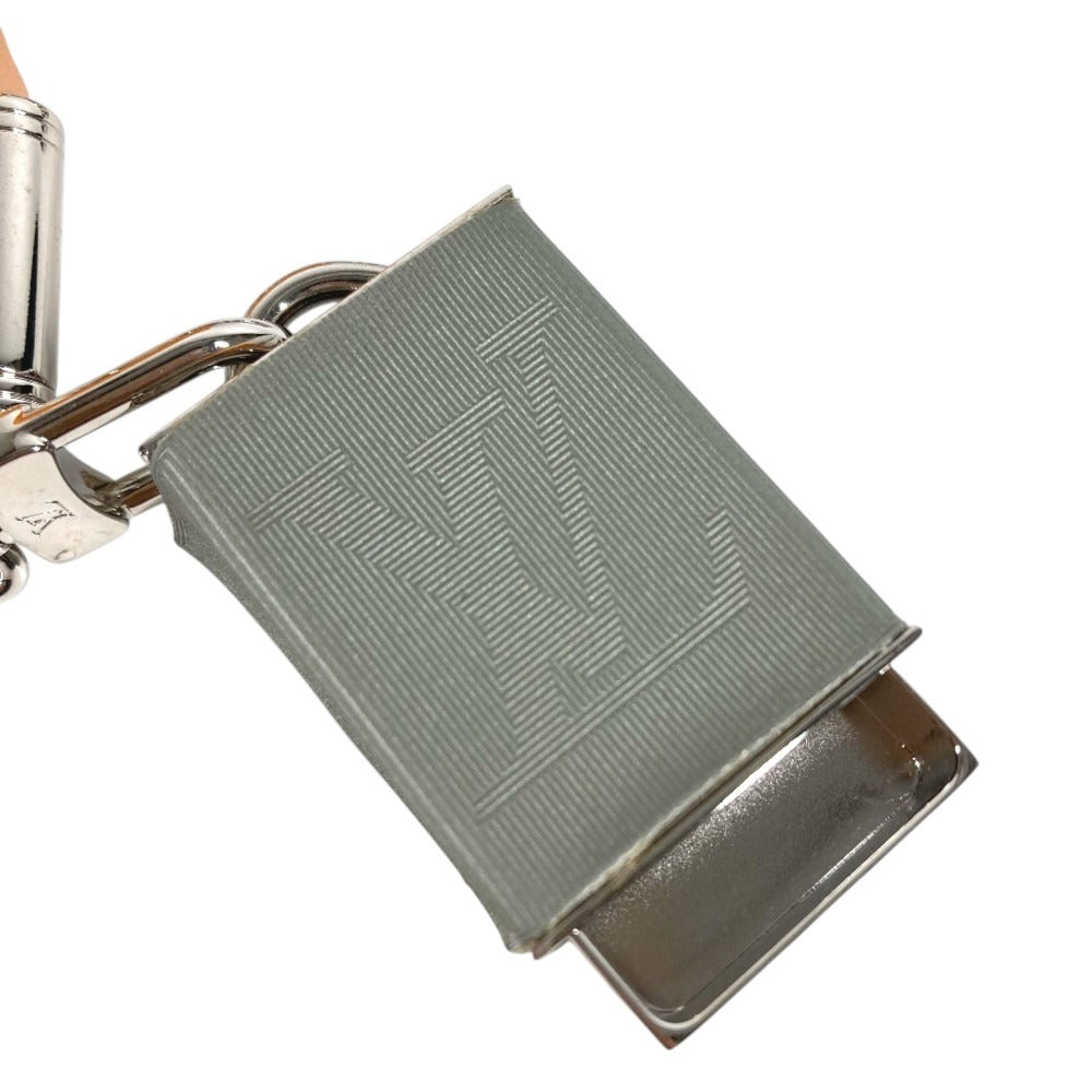 LOUIS VUITTON MP2140 Monogram Titanium Logo big Padlock Key Whistle Shoulder Strap Necklace Metal / Leather gray Used
