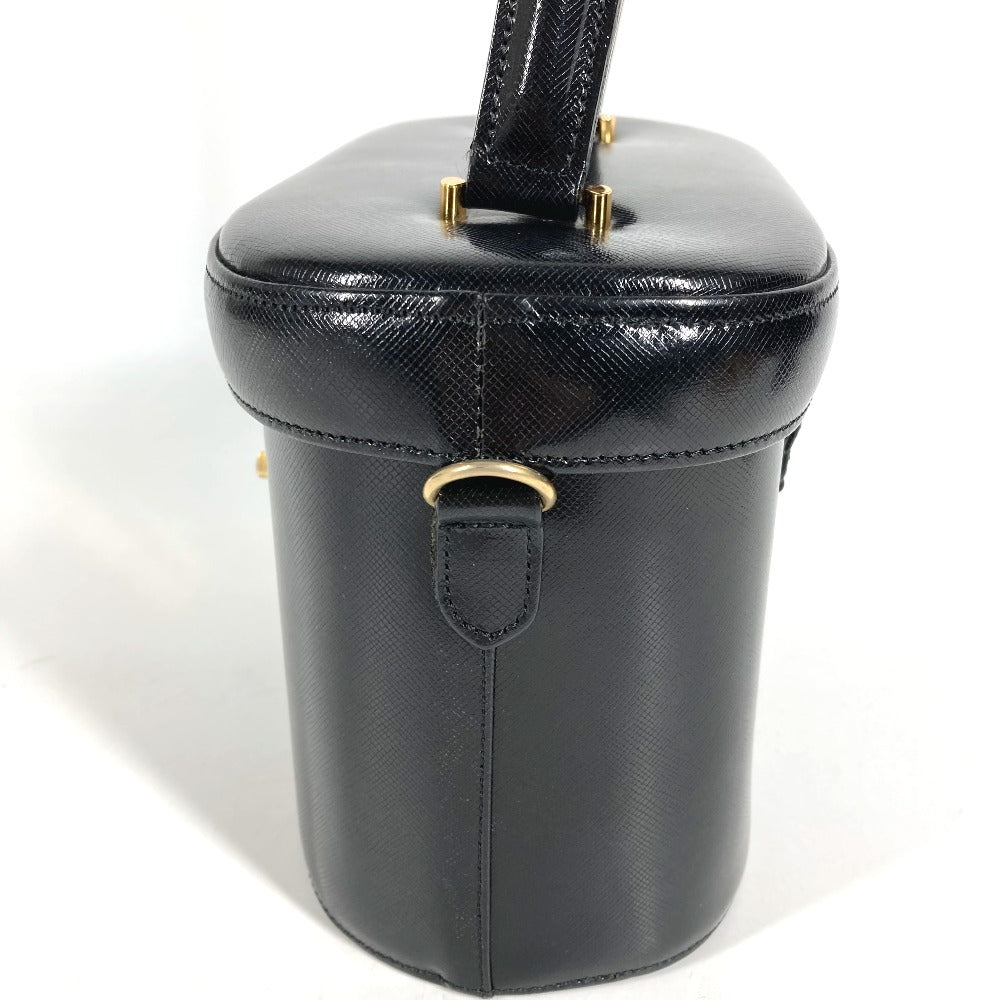 VERSACE vintage Sunburst logo bag vanity bag Hand Bag Leather Gold/Black Used