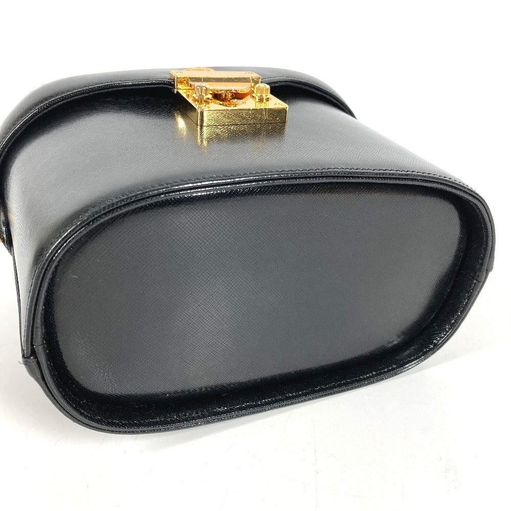 VERSACE vintage Sunburst logo bag vanity bag Hand Bag Leather Gold/Black Used