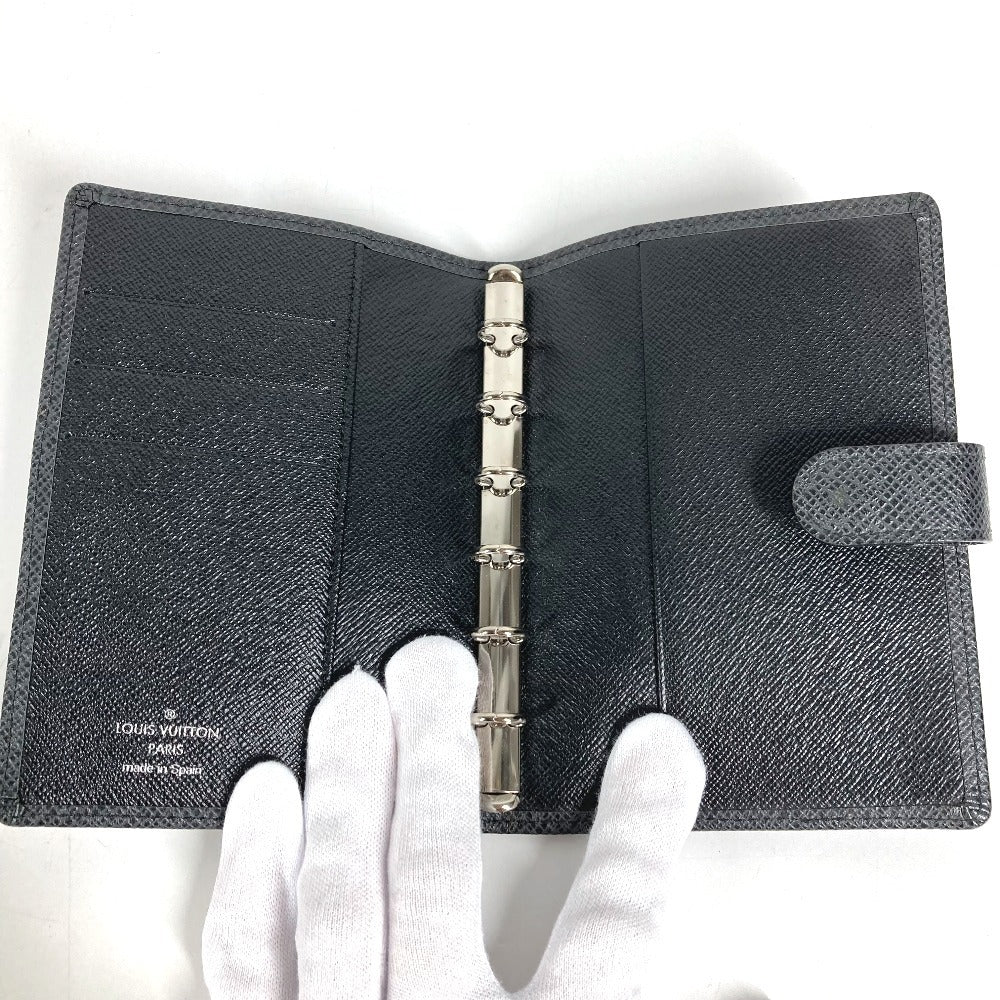 LOUIS VUITTON R20426 Taiga AgendaPM Agenda PM Stationery System Planner Diary Notebook cover Taiga Leather Ardoise Black Used