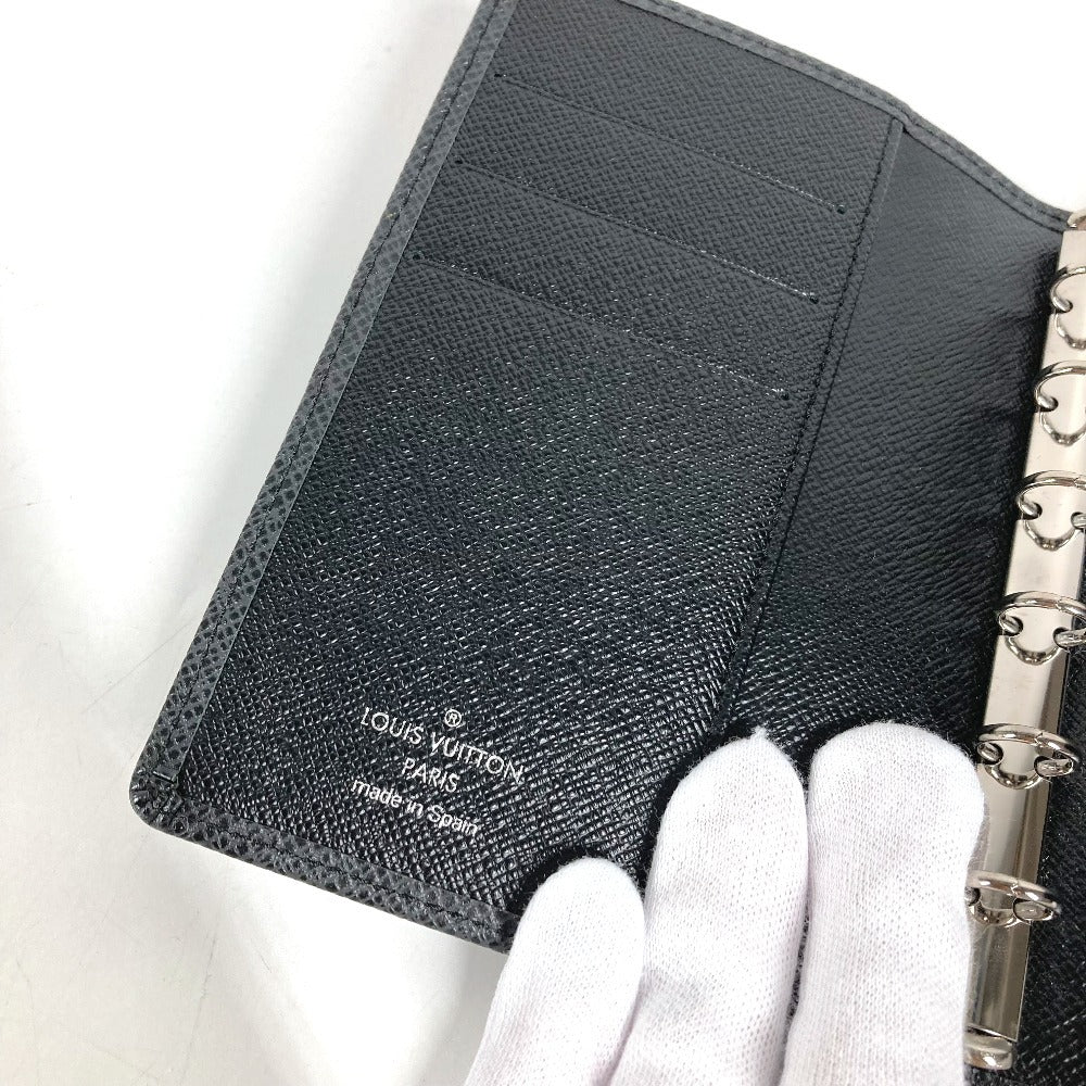 LOUIS VUITTON R20426 Taiga AgendaPM Agenda PM Stationery System Planner Diary Notebook cover Taiga Leather Ardoise Black Used