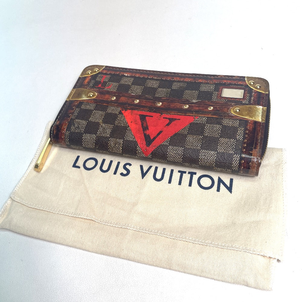 LOUIS VUITTON M63490 Transformed Damier Trompe-l'oeil Zippy Wallet, Round Zipper Long Wallet, Damier Canvas, Women's, Ebene Brown
