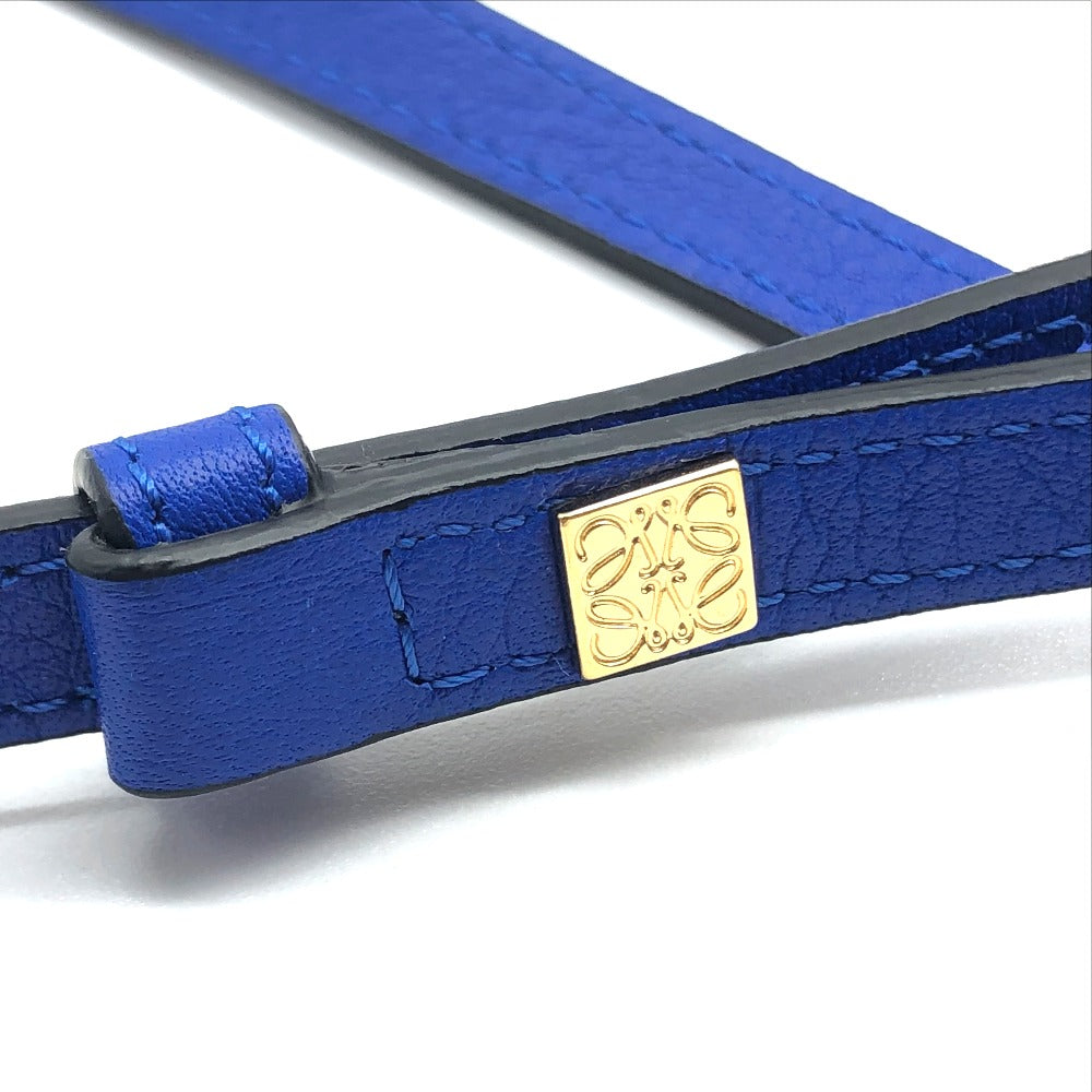 LOEWE Rabbit Motif Animal Macrame Charm Key Bag Leather Mini Shoulder Bag Coin Case Women's Blue Blue x White