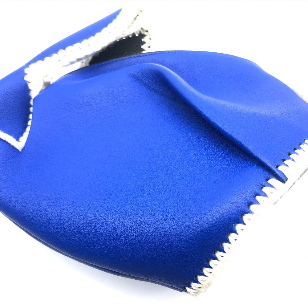 LOEWE Rabbit Motif Animal Macrame Charm Key Bag Leather Mini Shoulder Bag Coin Case Women's Blue Blue x White