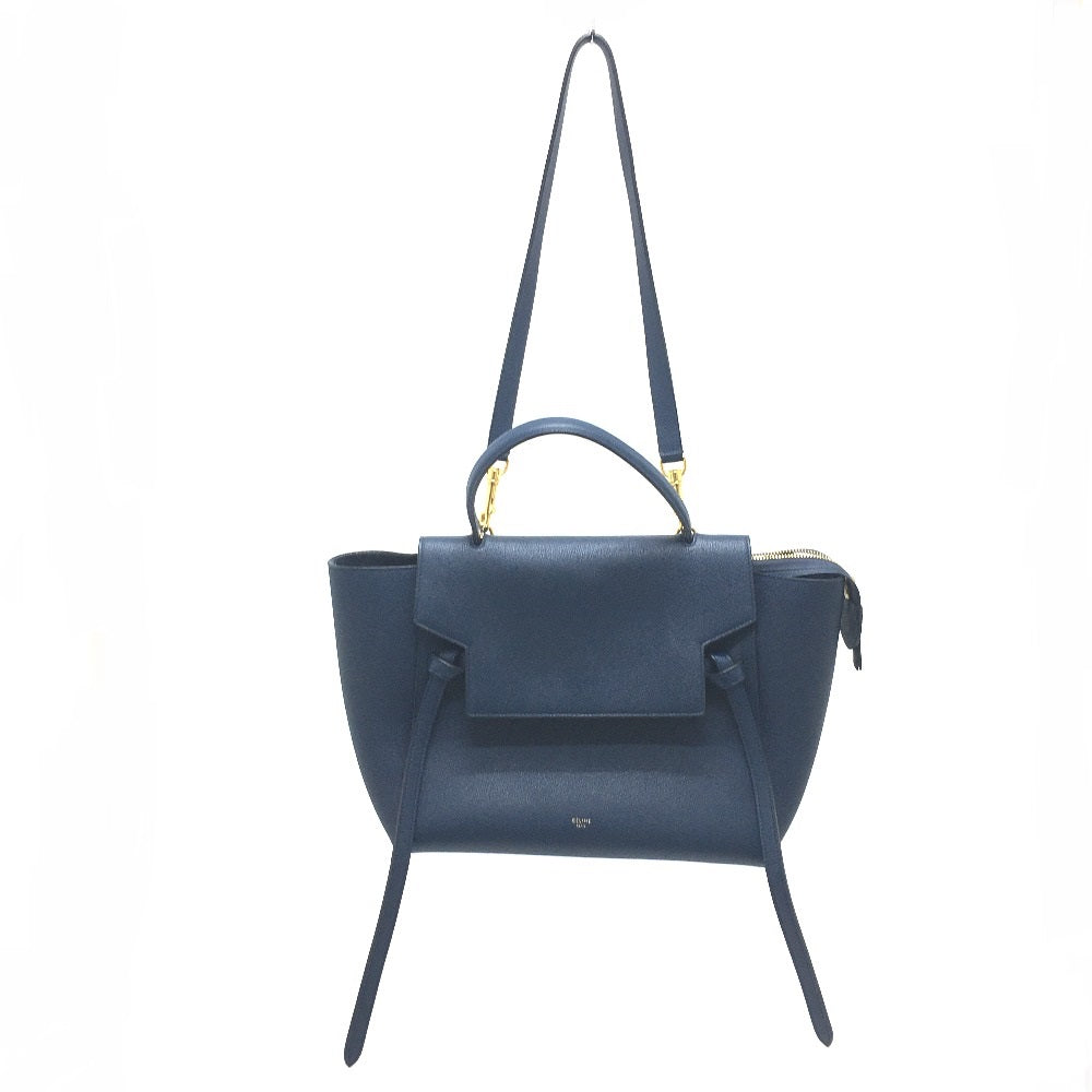 CELINE 176103ZVA.07DS Flap Belt Bag, Mini Bag, Semi-Shoulder Bag, Handbag, Calfskin, Women's, Deep Sea Blue, Navy