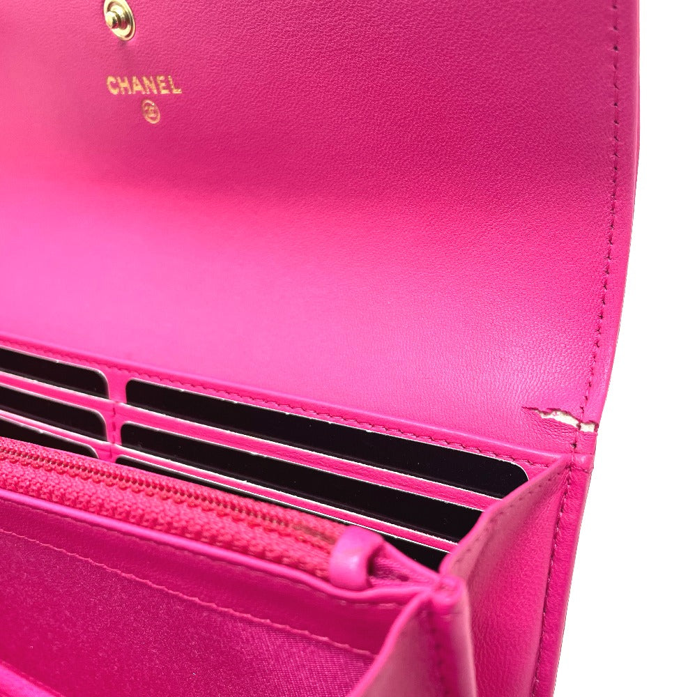 CHANEL A80286 Matelasse Boy Chanel Wallet, Round Zipper Long Wallet, Leather Accessory, Long Wallet, Lambskin, Women's, Pink
