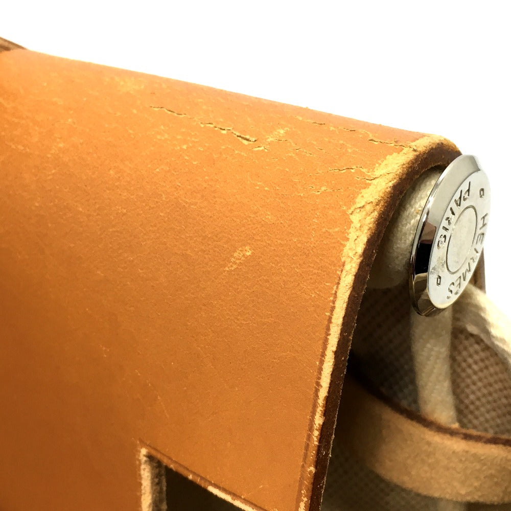 HERMES Airbag Ad PM 2-Way Backpack with Spare Bag, Leather, Women's, Natural Beige