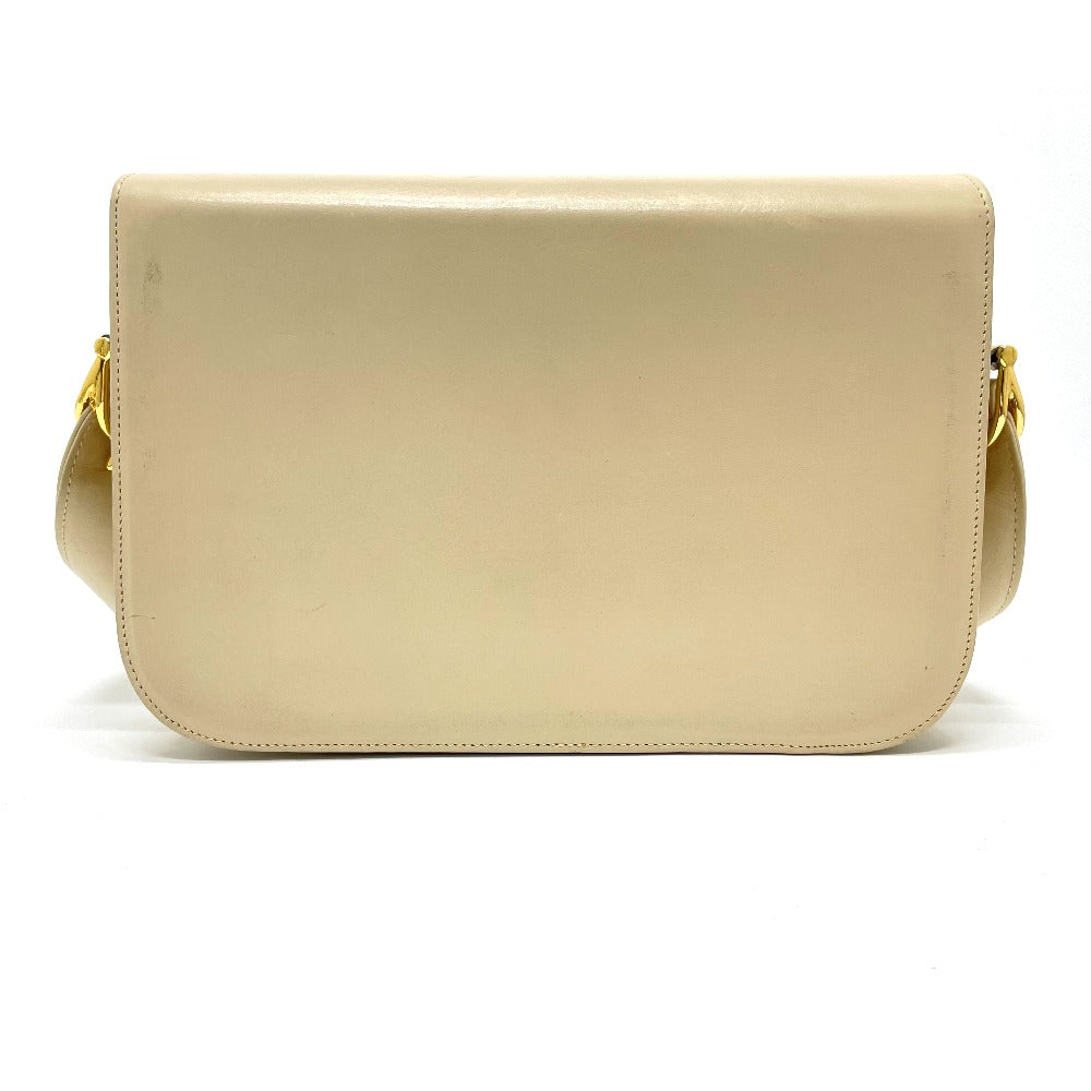 CELINE Carriage Hardware Vintage Shoulder Bag, Leather, Women's, Beige with Gold Hardware