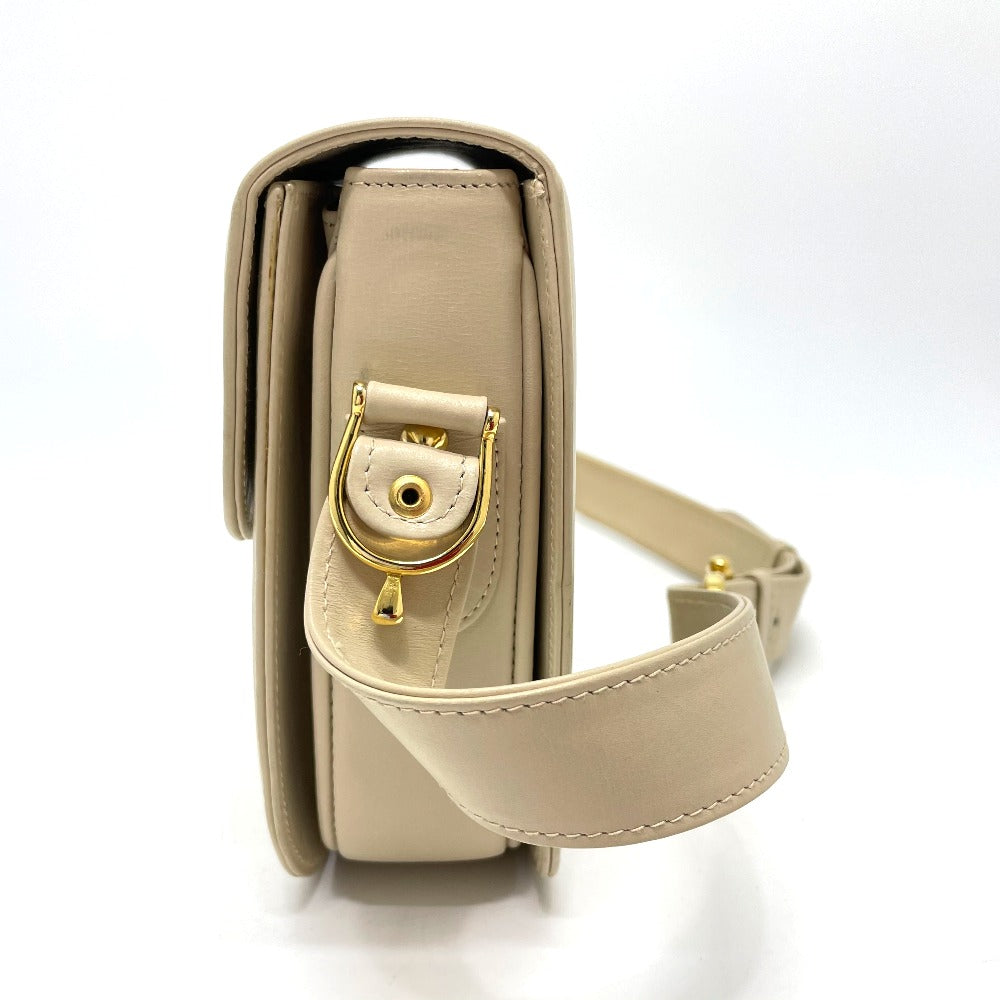 CELINE Carriage Hardware Vintage Shoulder Bag, Leather, Women's, Beige with Gold Hardware