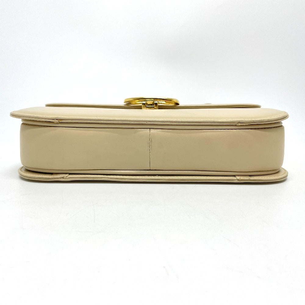 CELINE Carriage Hardware Vintage Shoulder Bag, Leather, Women's, Beige with Gold Hardware