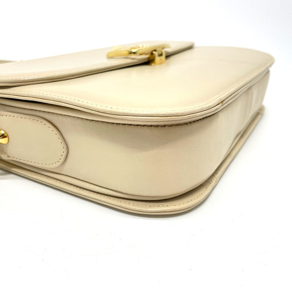 CELINE Carriage Hardware Vintage Shoulder Bag, Leather, Women's, Beige with Gold Hardware