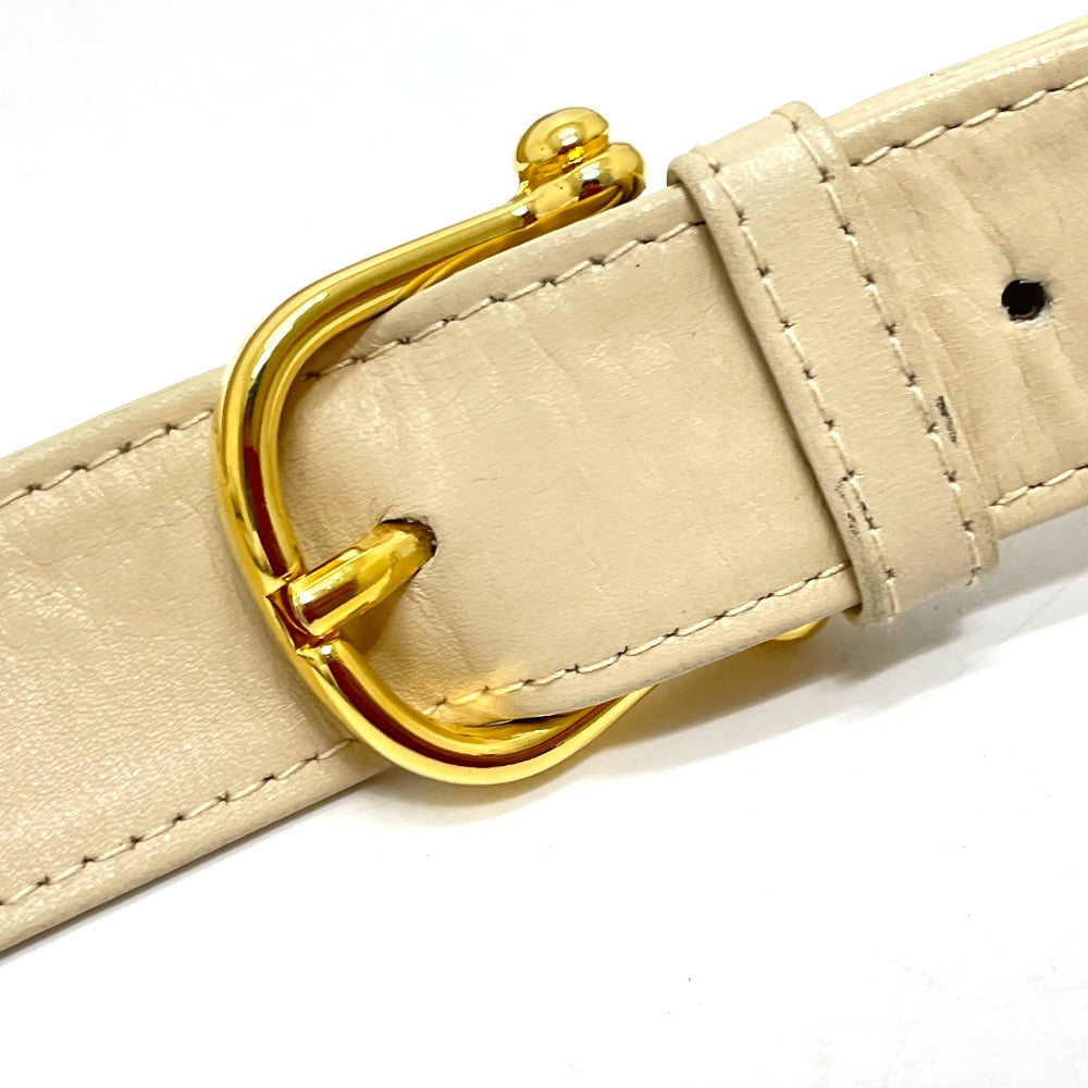 CELINE Carriage Hardware Vintage Shoulder Bag, Leather, Women's, Beige with Gold Hardware