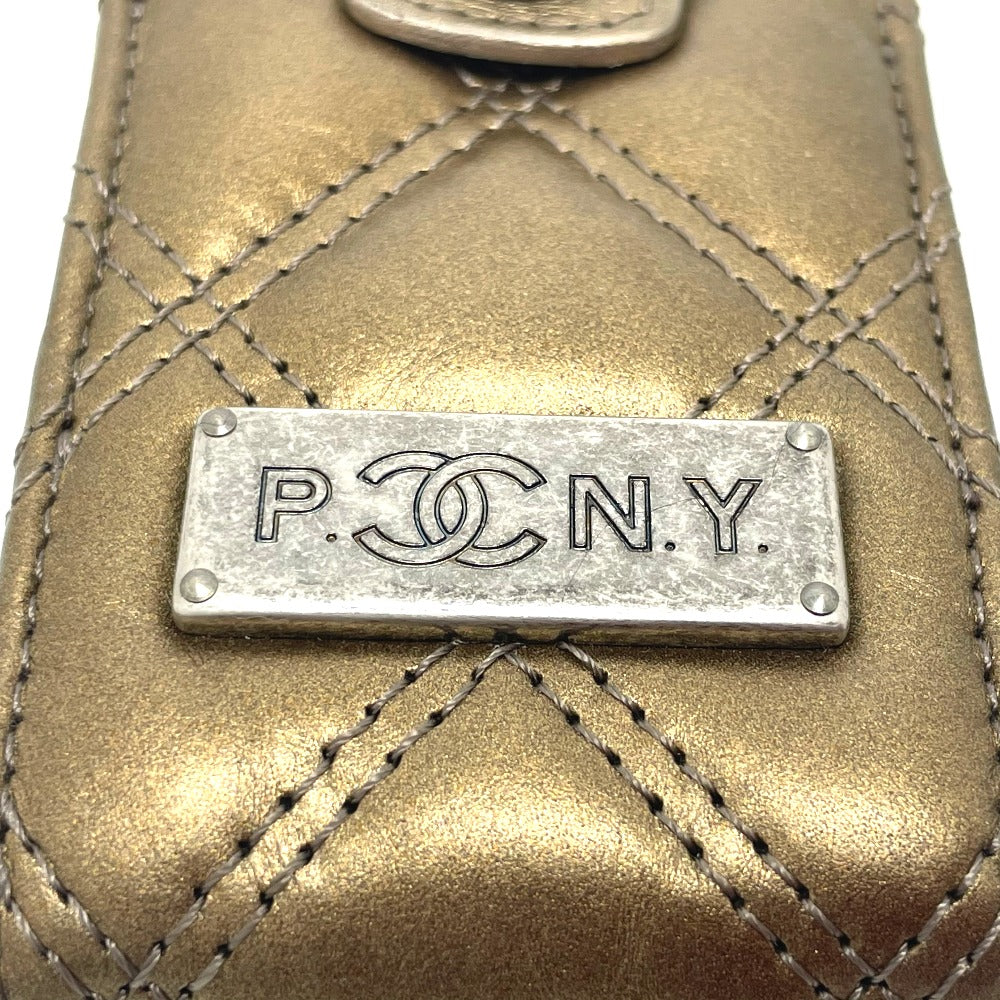 CHANEL A32475 06A Matelasse Paris New York Multi-Case Mini Chain Shoulder Bag, Leather, Women's, Gold and Silver Hardware
