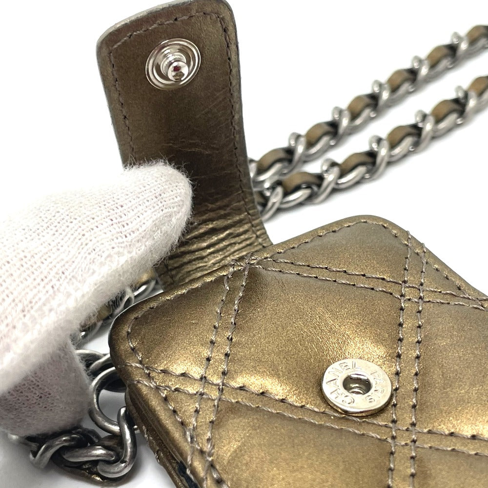 CHANEL A32475 06A Matelasse Paris New York Multi-Case Mini Chain Shoulder Bag, Leather, Women's, Gold and Silver Hardware