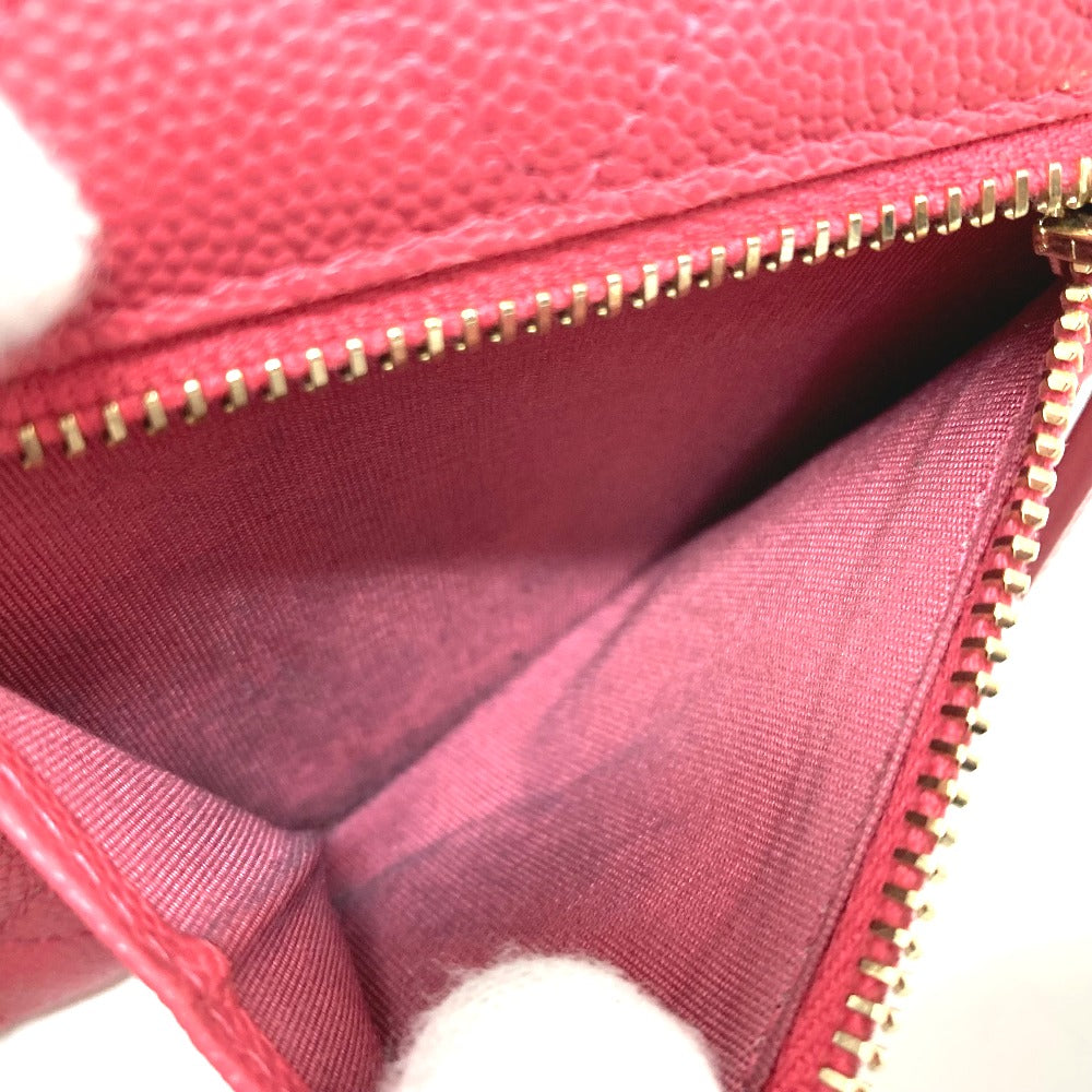CHANEL AP0375 CC フィリグリー マトラッセ 中長財布 3つ折り財布 キャビアスキン レディース ピンク系