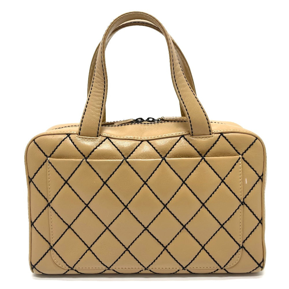 CHANEL CC ココマーク ワイルドステッチ カバン ヴィンテージ トートバッグ ハンドバッグ ラムスキン レディース ベージュ