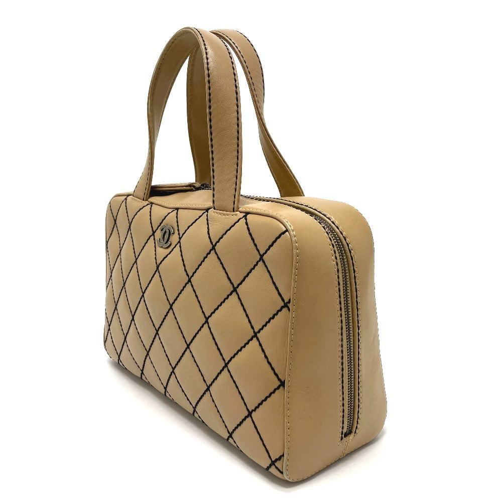 CHANEL CC ココマーク ワイルドステッチ カバン ヴィンテージ トートバッグ ハンドバッグ ラムスキン レディース ベージュ