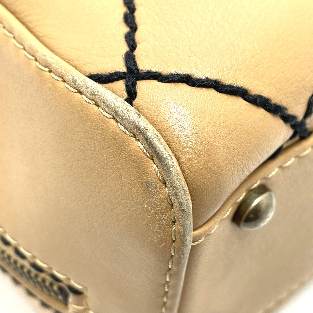 CHANEL CC ココマーク ワイルドステッチ カバン ヴィンテージ トートバッグ ハンドバッグ ラムスキン レディース ベージュ