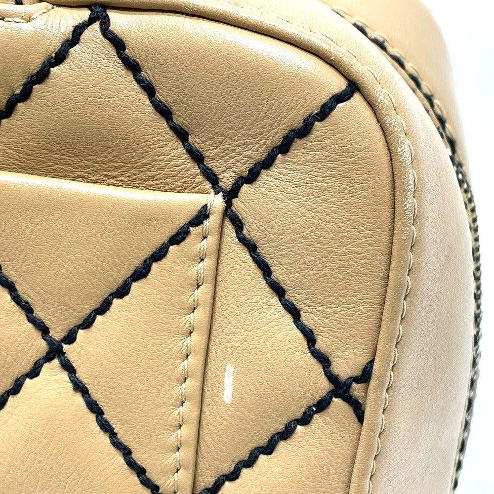 CHANEL CC ココマーク ワイルドステッチ カバン ヴィンテージ トートバッグ ハンドバッグ ラムスキン レディース ベージュ