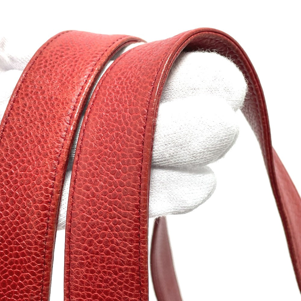 CHANEL CC ココマーク ボールチャーム カバン トートバッグ ショルダーバッグ キャビアスキン レディース レッド