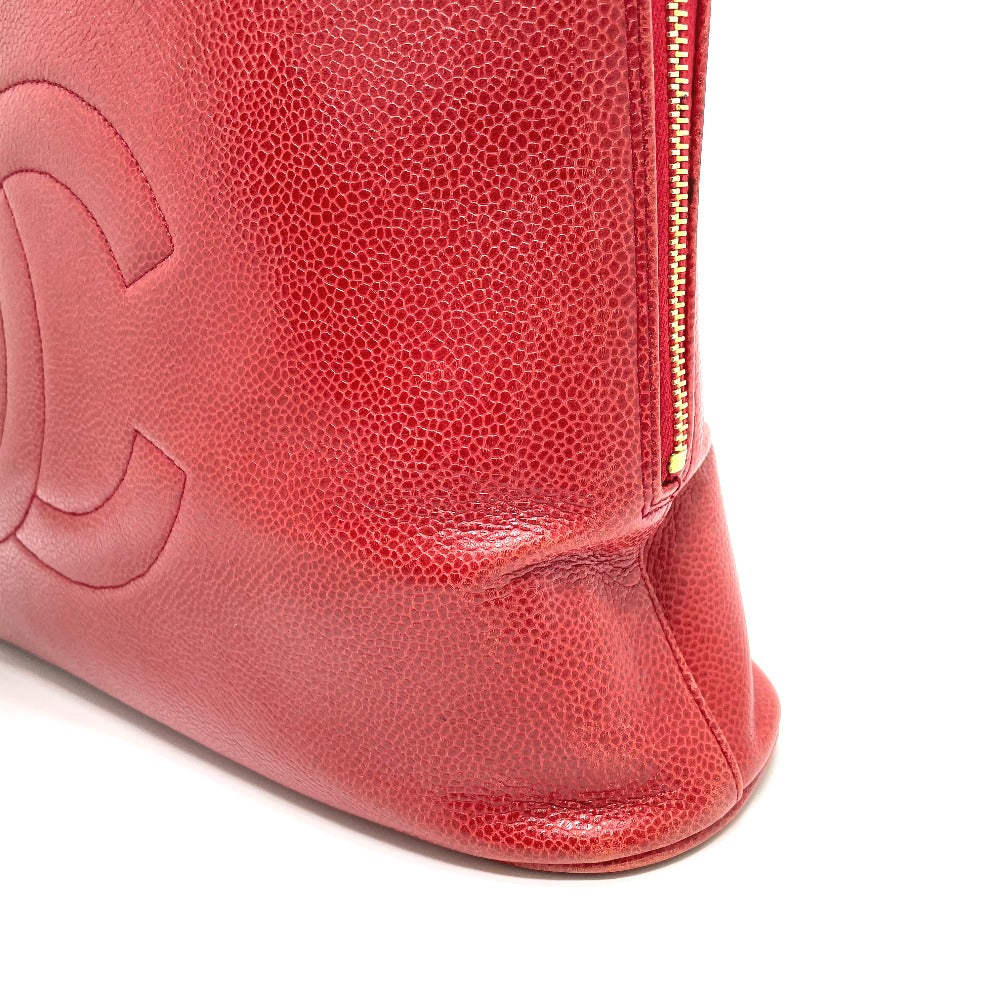 CHANEL CC ココマーク ボールチャーム カバン トートバッグ ショルダーバッグ キャビアスキン レディース レッド