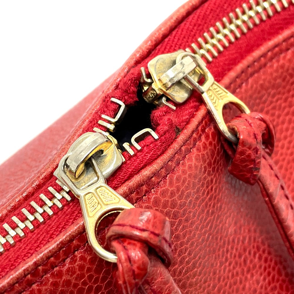 CHANEL CC ココマーク ボールチャーム カバン トートバッグ ショルダーバッグ キャビアスキン レディース レッド