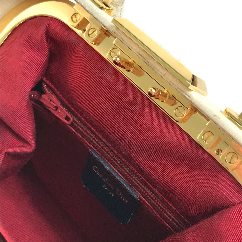 Christian Dior Tricolor Vintage Clasp Purse Bag, 2-Way Shoulder Bag/Handbag, Leather, Women's, Navy, White, and Red