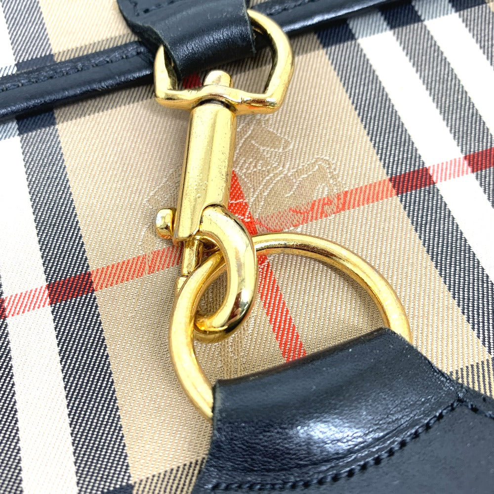 BURBERRY ロゴ チェック カバン ポーチ クラッチバッグ キャンバス/レザー ユニセックス ベージュ