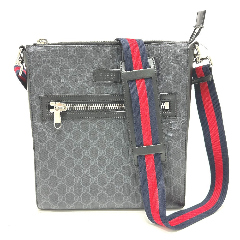 GUCCI 474137 GG Messenger Bag Shoulder Bag in GG Supreme Canvas, Men's, Black