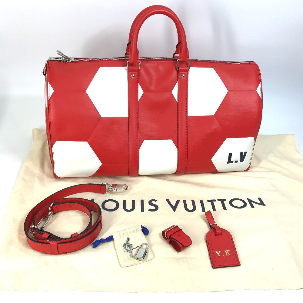 LOUIS VUITTON M52121 エピ 2018FIFAワールドカップ サッカーボール キーポルバンドリエール50 2WAYバッグ ボストンバッグ エピレザー メンズ レッド