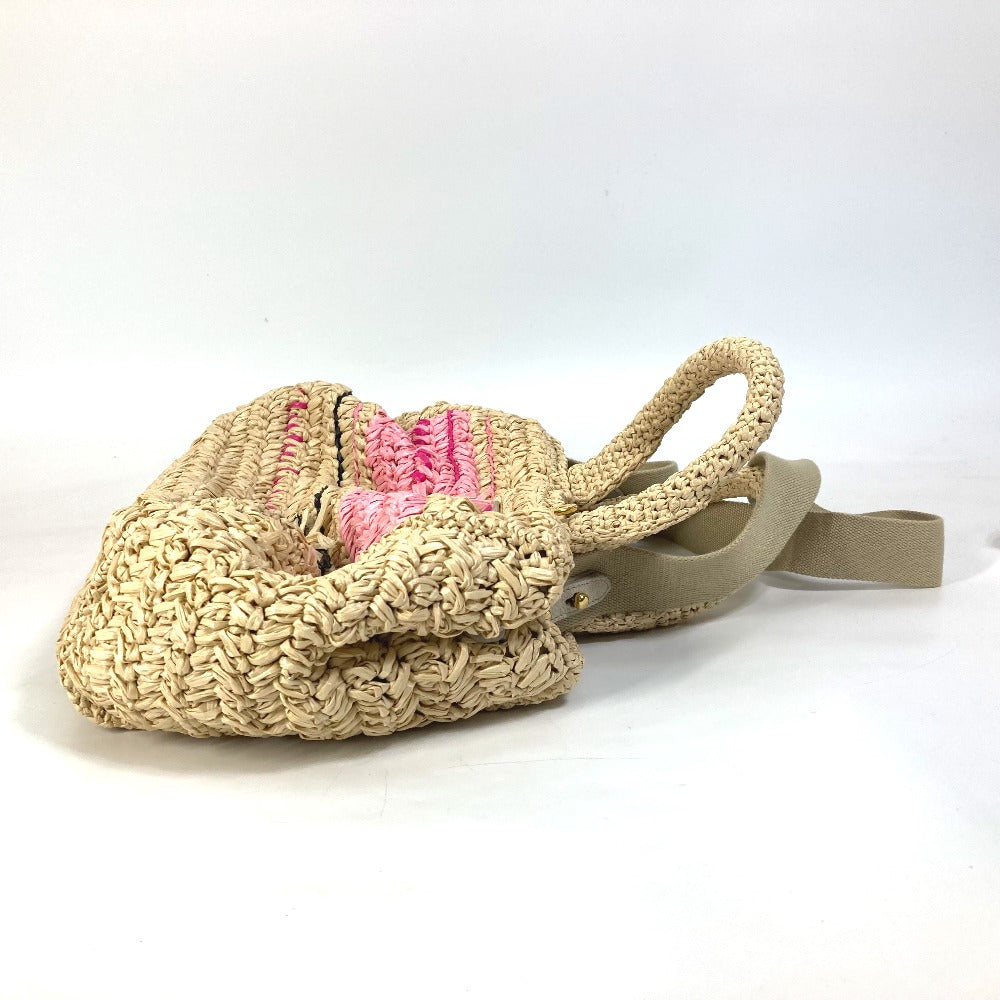 PRADA トライアングルロゴ 三角ロゴ プレート カナパ 2WAYバッグ ショルダーバッグ 斜め掛け ハンドバッグ ラフィア レディース ベージュ - brandshop-reference