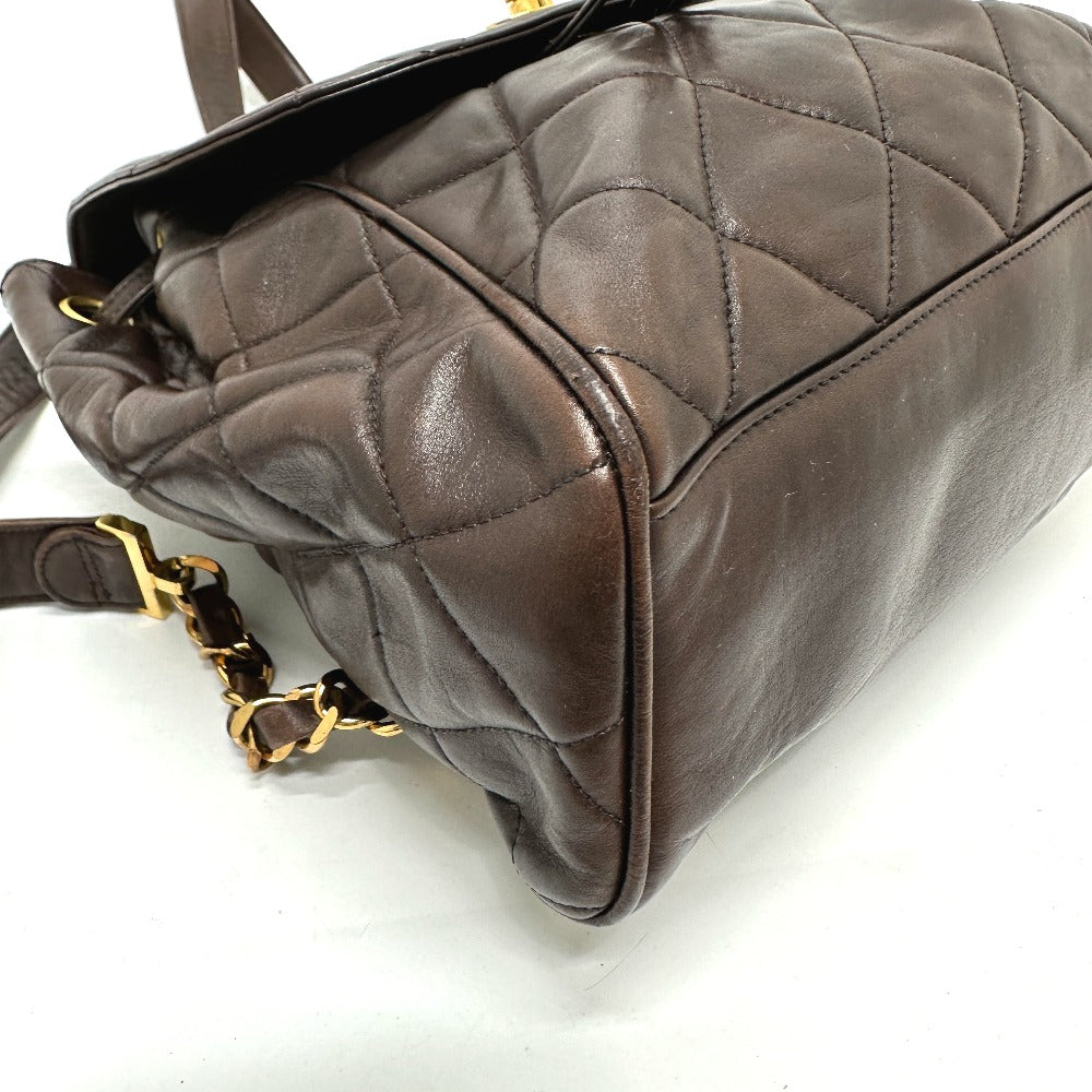 CHANEL CC ココマーク マトラッセ キルティング チェーン バックパック カバン リュックサック ラムスキン レディース ブラウン - brandshop-reference