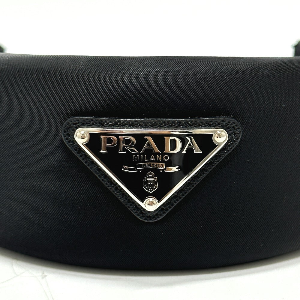 PRADA トライアングルロゴ ヘアアクセサリー ヘアバンド ヘッドバンド カチューシャ ナイロン レディース ブラック